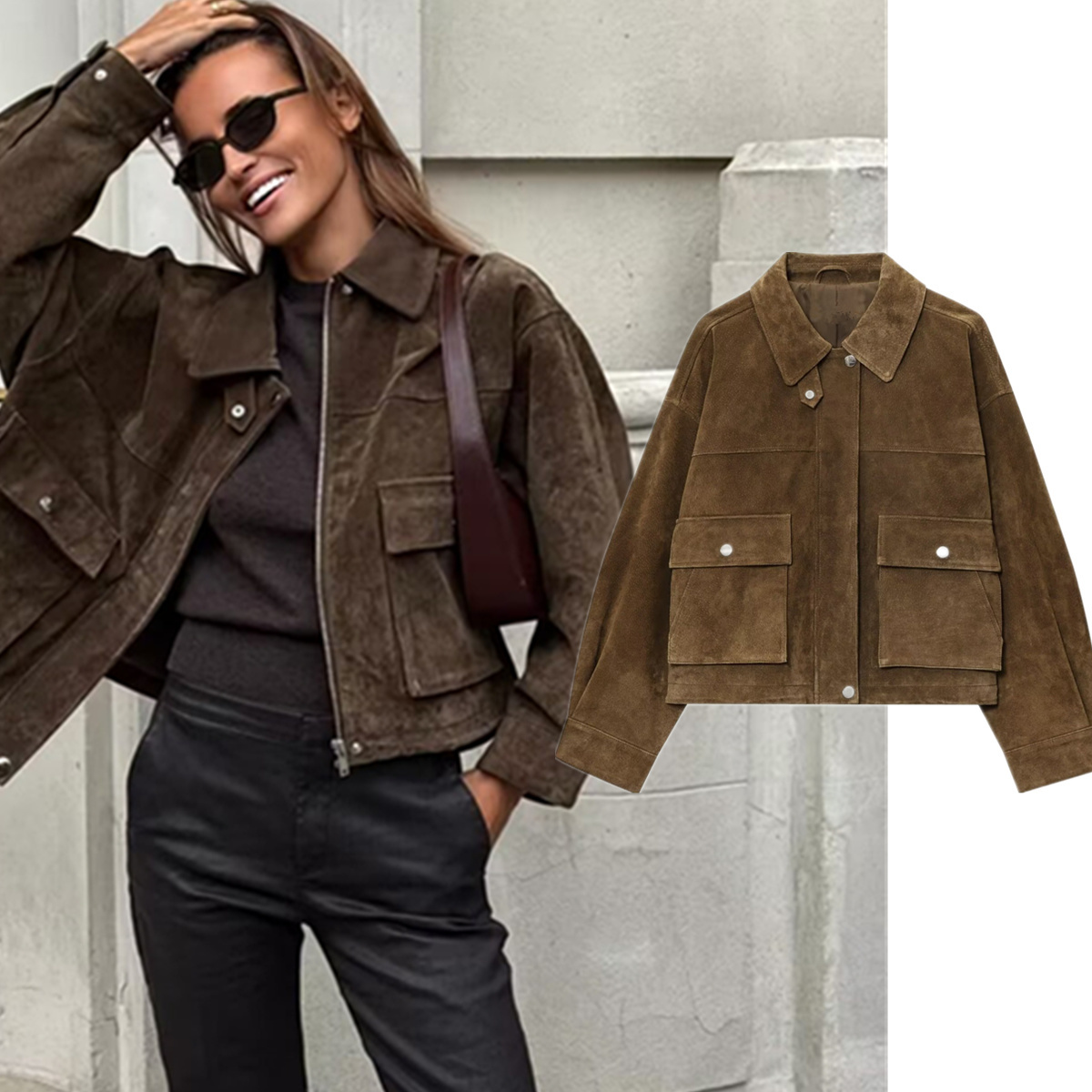 Women'S Fashion Bomber Jacket - معطف شتوي Maxdutti بتصميم كلاسيكي بسيط