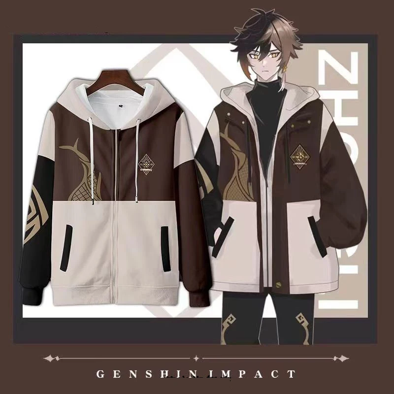 Women'S Fashion Zip Hoodie - Genshin Impact Zhongli ثلاثية الأبعاد طباعة