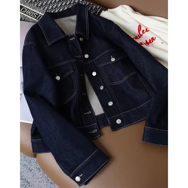 Women'S Fashion Denim Jacket - جاكيت جينز نسائي عصري فضفاض بأكمام