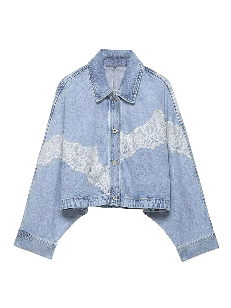 Women'S Fashion Denim Jacket - جاكيت نسائي أنيق من الدنيم الأزرق