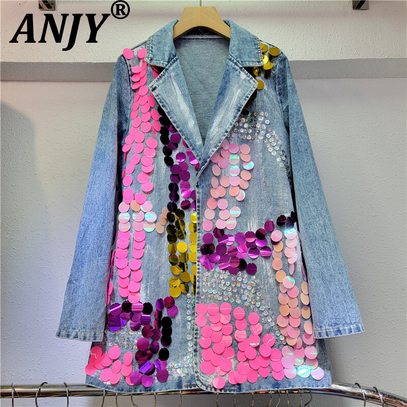 Women'S Fashion Denim Jacket - ANJY خريف جديد إمرأة Ins العصرية