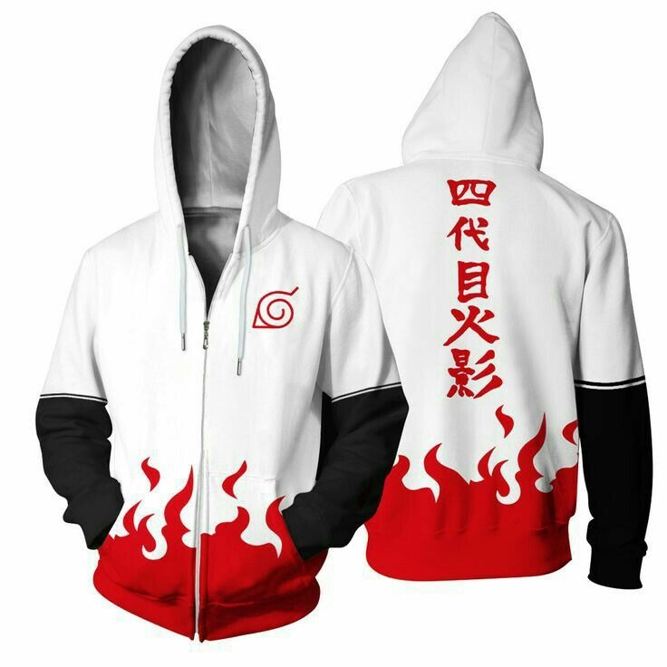 Women'S Fashion Zip Hoodie - هودي بطباعة أنمي ناروتو هوكاجي ميناتو