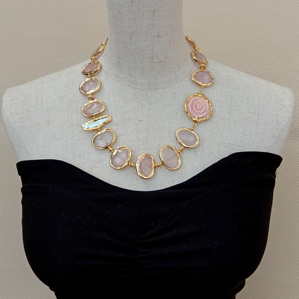 Women Queen Fashion - Y·YING الطبيعية روز كوارتز الأوجه قطعة