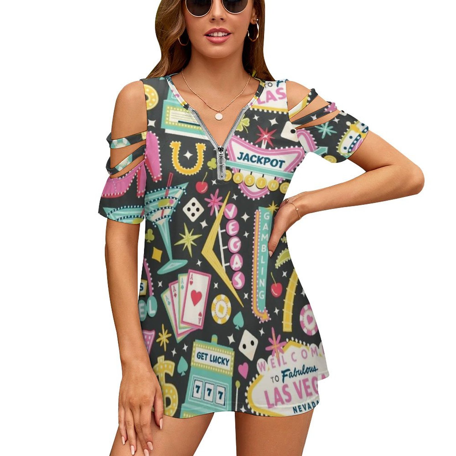 Women Fashion Vector - فيفا لاس فيغاس المرأة تي شيرت