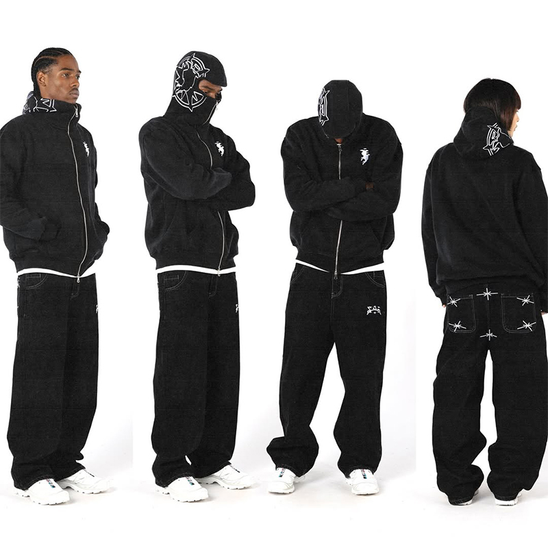 Women'S Fashion Zip Hoodie - التطريز الجرافيك الشارع الشهير هوديي Y2K