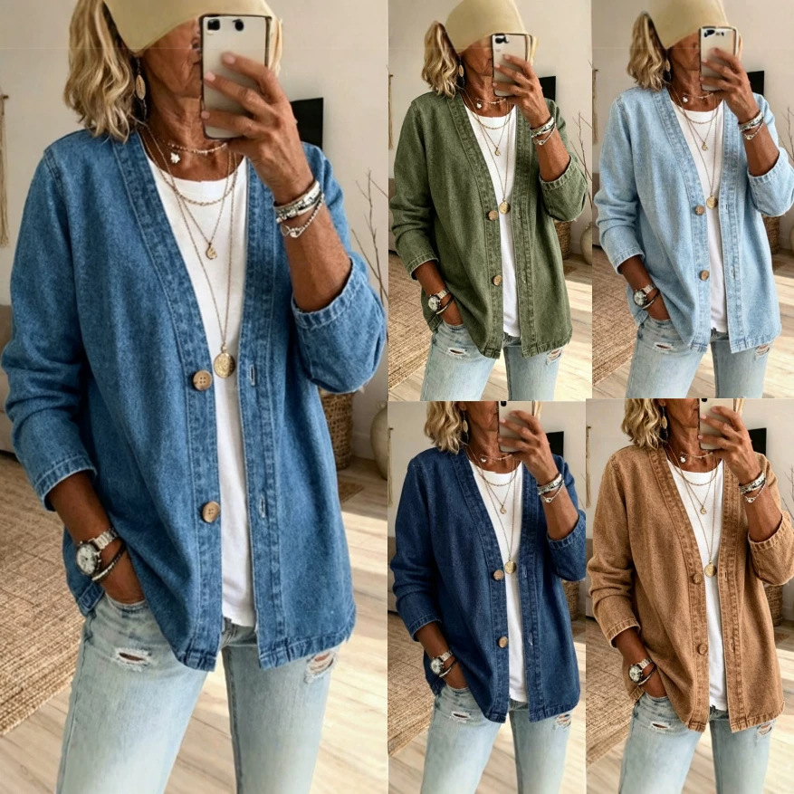 سترات جينز نسائية للربيع والخر - مراجعة Women'S Fashion Denim Jacket وسعره