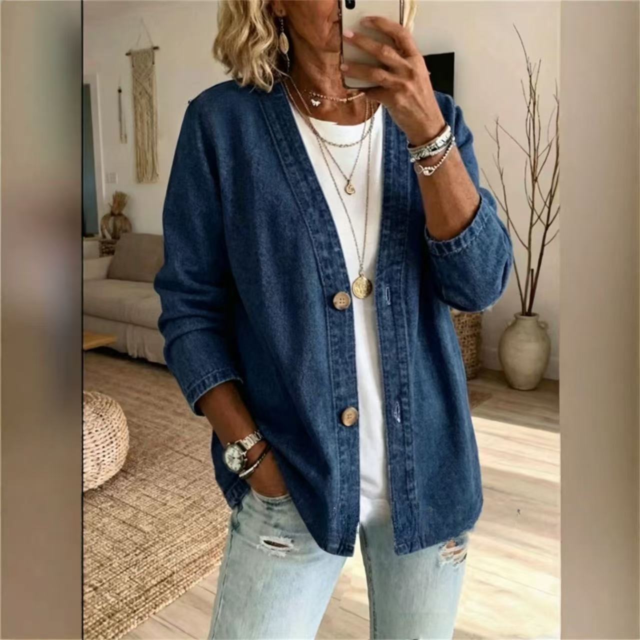 سترات جينز نسائية للربيع والخر - مراجعة Women'S Fashion Denim Jacket وسعره