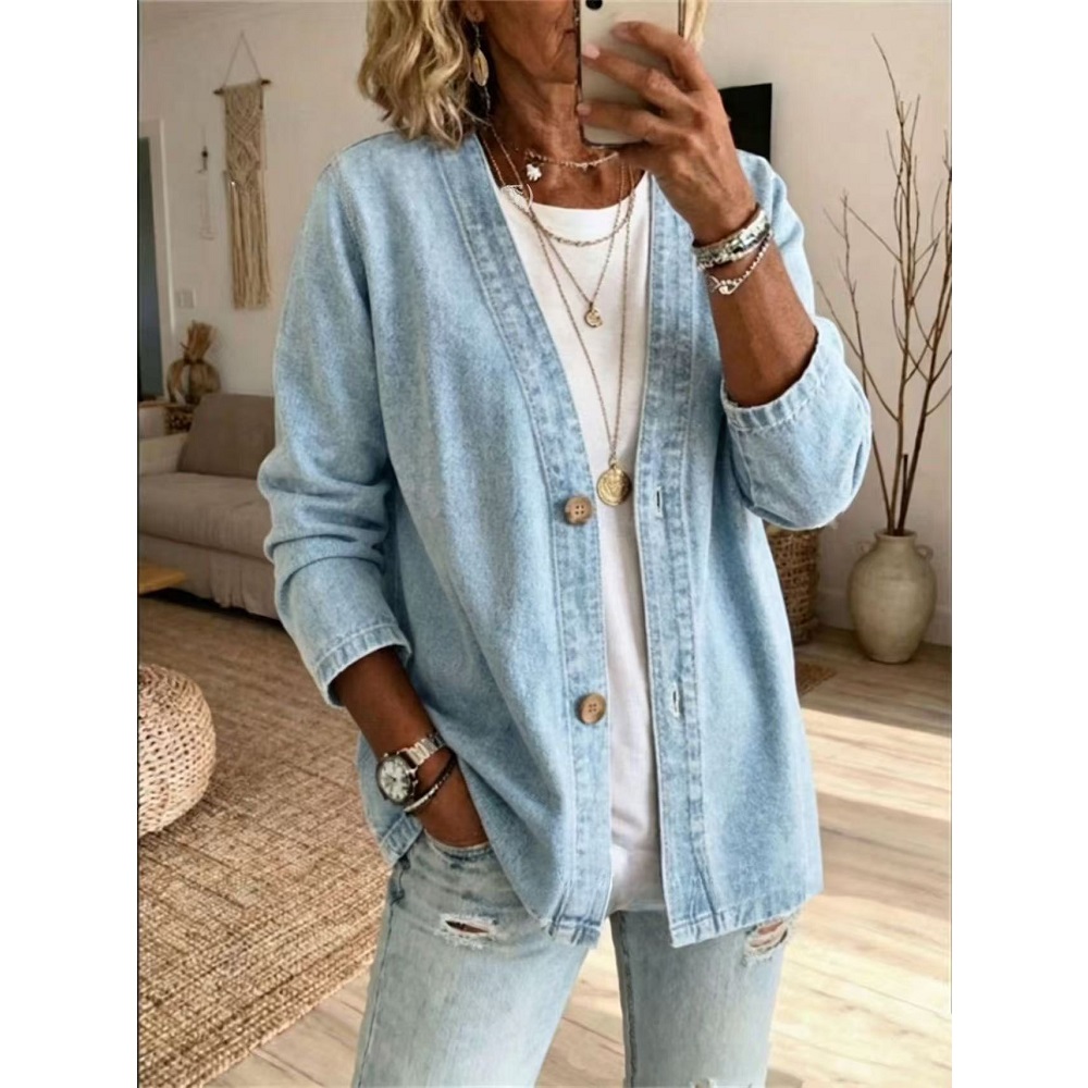 سترات جينز نسائية للربيع والخر - مراجعة Women'S Fashion Denim Jacket وسعره
