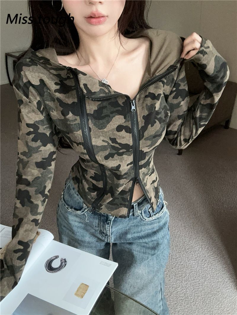 سترة نسائية كامو بغطاء للرأس م - مراجعة Women'S Fashion Zip Hoodie وسعره
