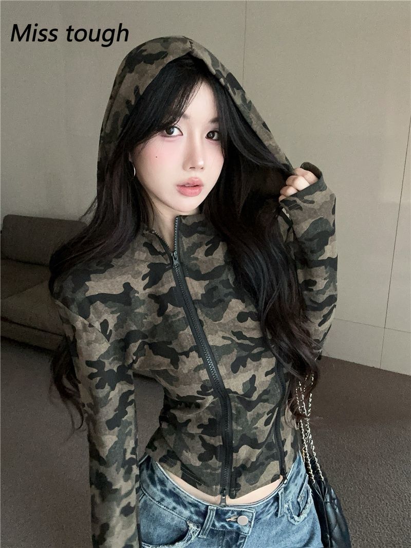 سترة نسائية كامو بغطاء للرأس م - مراجعة Women'S Fashion Zip Hoodie وسعره