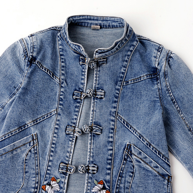 جاكيت دنيم مطرز قصير للنساء رب - مراجعة Women'S Fashion Bomber Jacket وسعره