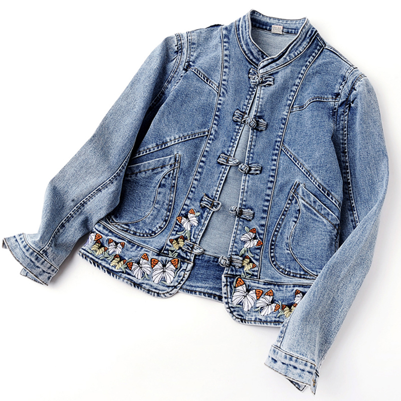 جاكيت دنيم مطرز قصير للنساء رب - مراجعة Women'S Fashion Bomber Jacket وسعره
