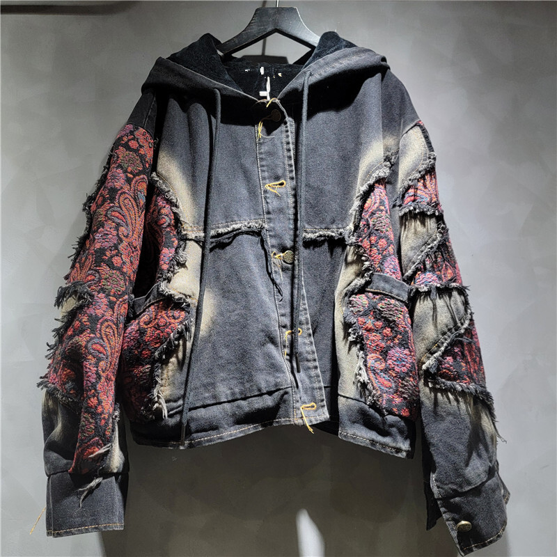 WTHT موضة المرأة غسل المرقعة ط - مراجعة Women'S Fashion Denim Jacket وسعره