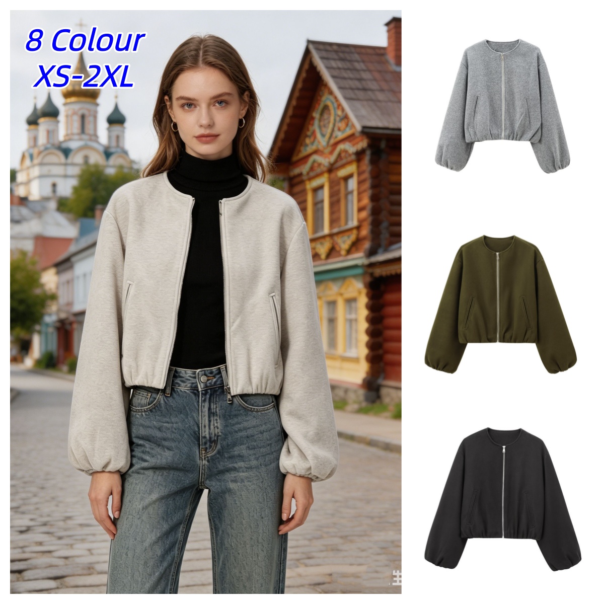 جاكيتات بومبر نسائية دائرية بس - مراجعة Women'S Fashion Bomber Jacket وسعره