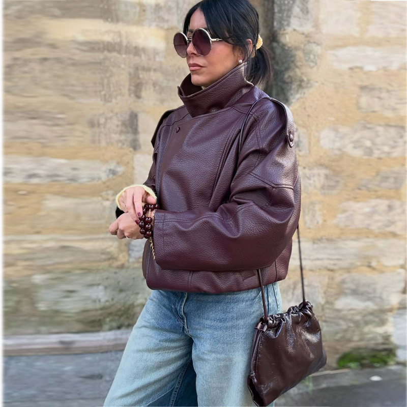 سترات نسائية من الجلد الصناعي  - مراجعة Women'S Fashion Bomber Jacket وسعره