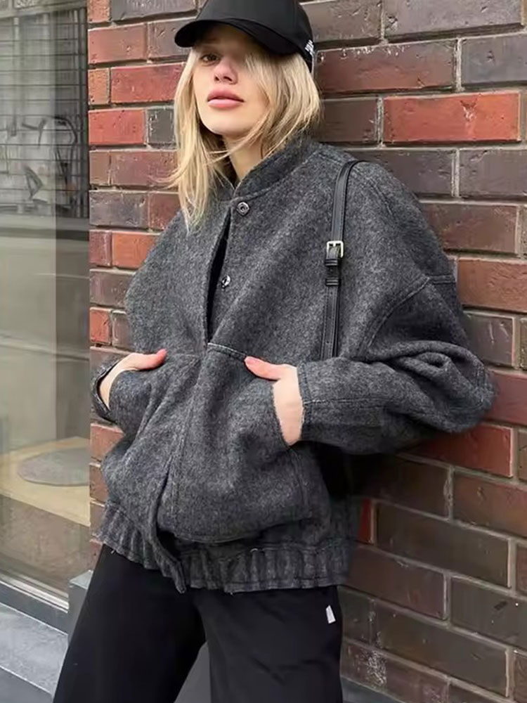 معطف نسائي فضفاض غير رسمي بأزر - مراجعة Women'S Fashion Bomber Jacket وسعره