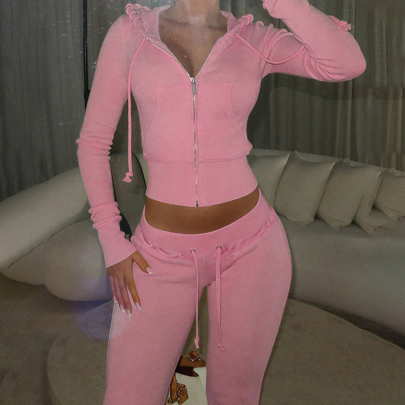 طقم صالة مكون من قطعتين ملابس  - مراجعة Women'S Fashion Zip Hoodie وسعره