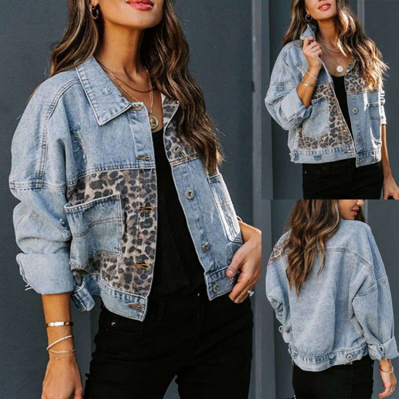 ليوبارد خياطة الدنيم سترة المر - مراجعة Women'S Fashion Denim Jacket وسعره
