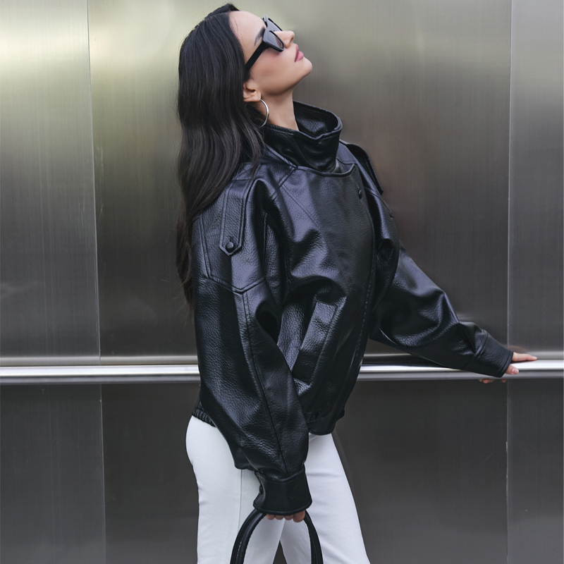 MUJER فو الجلود المرأة سترة سو - مراجعة Women'S Fashion Bomber Jacket وسعره