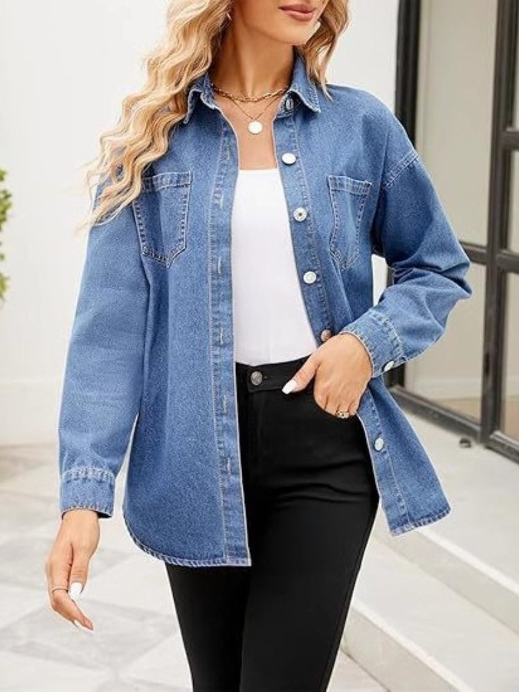 قمصان دينيم فضفاضة جديدة بأكما - مراجعة Women'S Fashion Denim Jacket وسعره