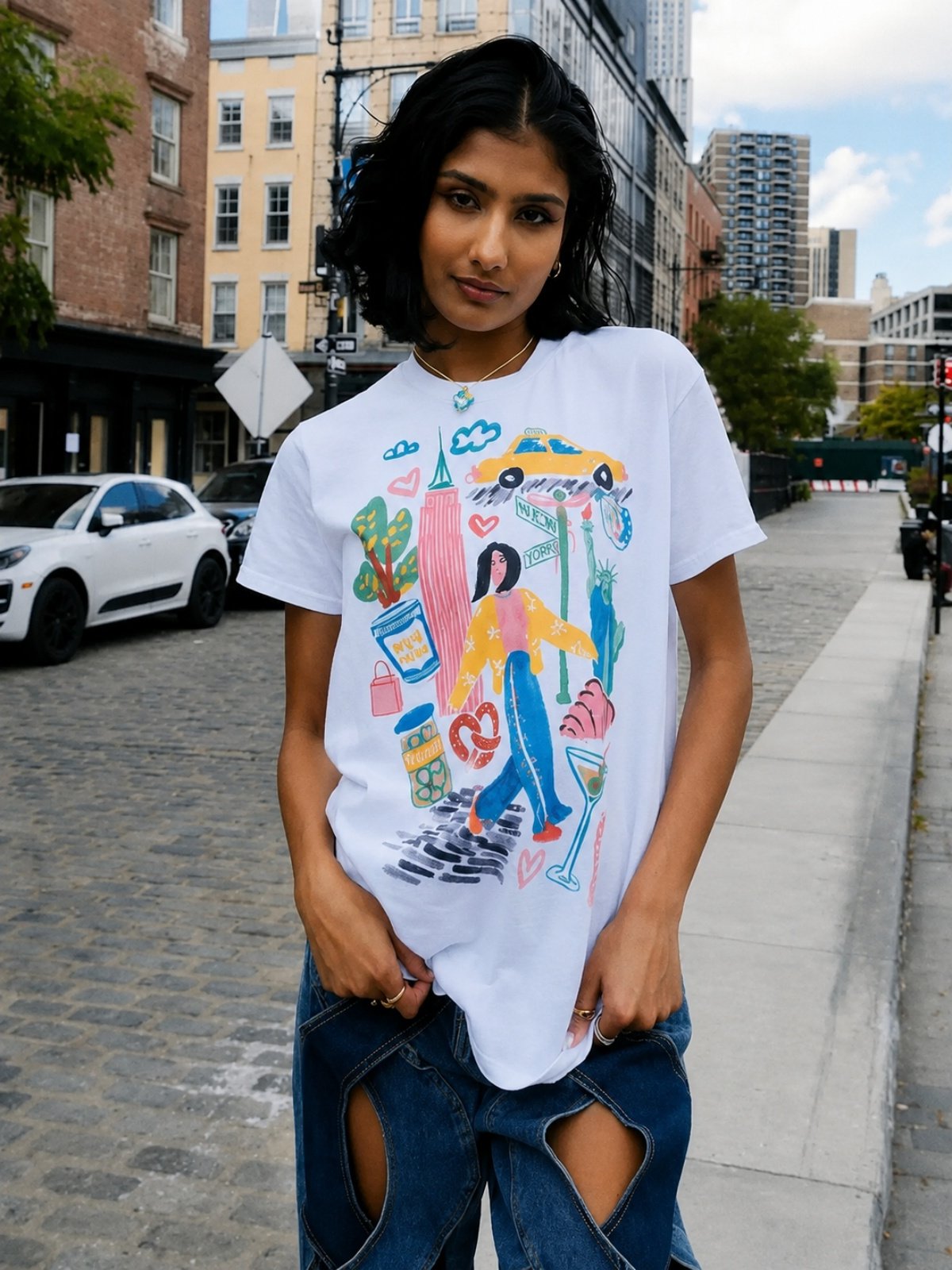 تي شيرت نسائي بتصميم Y2K مرسوم - مراجعة Women'S Fashion York وسعره